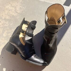 Rare Maiyet leather boots w/ ankle straps and gold buckle ($965 original price)